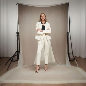 DKNY Womens Faux-Leather Long-Sleeve Zip-Front Jacket Buttercream SZ 6 NWT